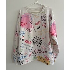 GRAFFITI sweatshirt; XXL; Peaceful protest-wear;white/multicolor by RIOT